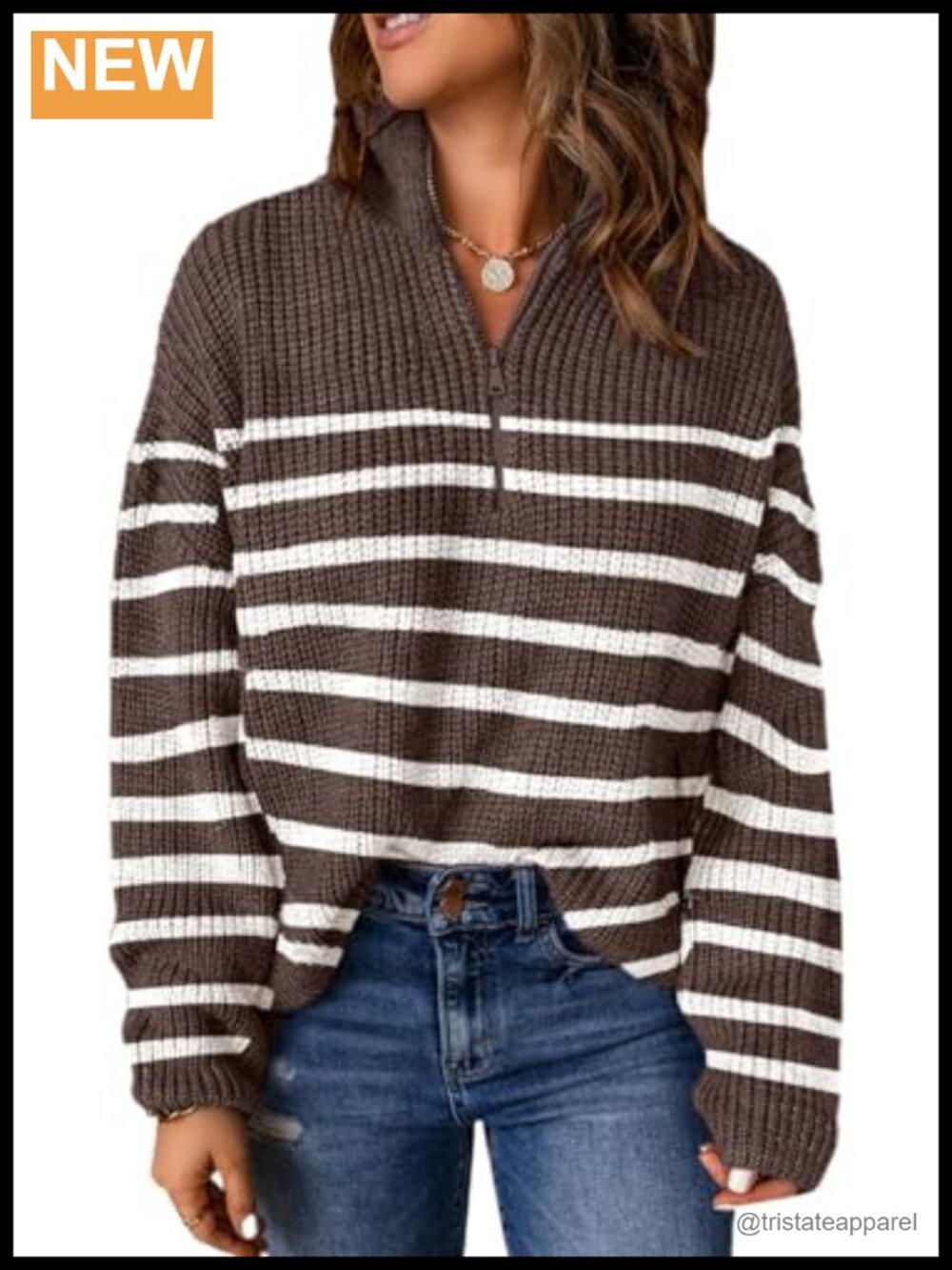 Women's 1/4 Zip Pullover Sweater V Neck Long Sleeve Knit Top